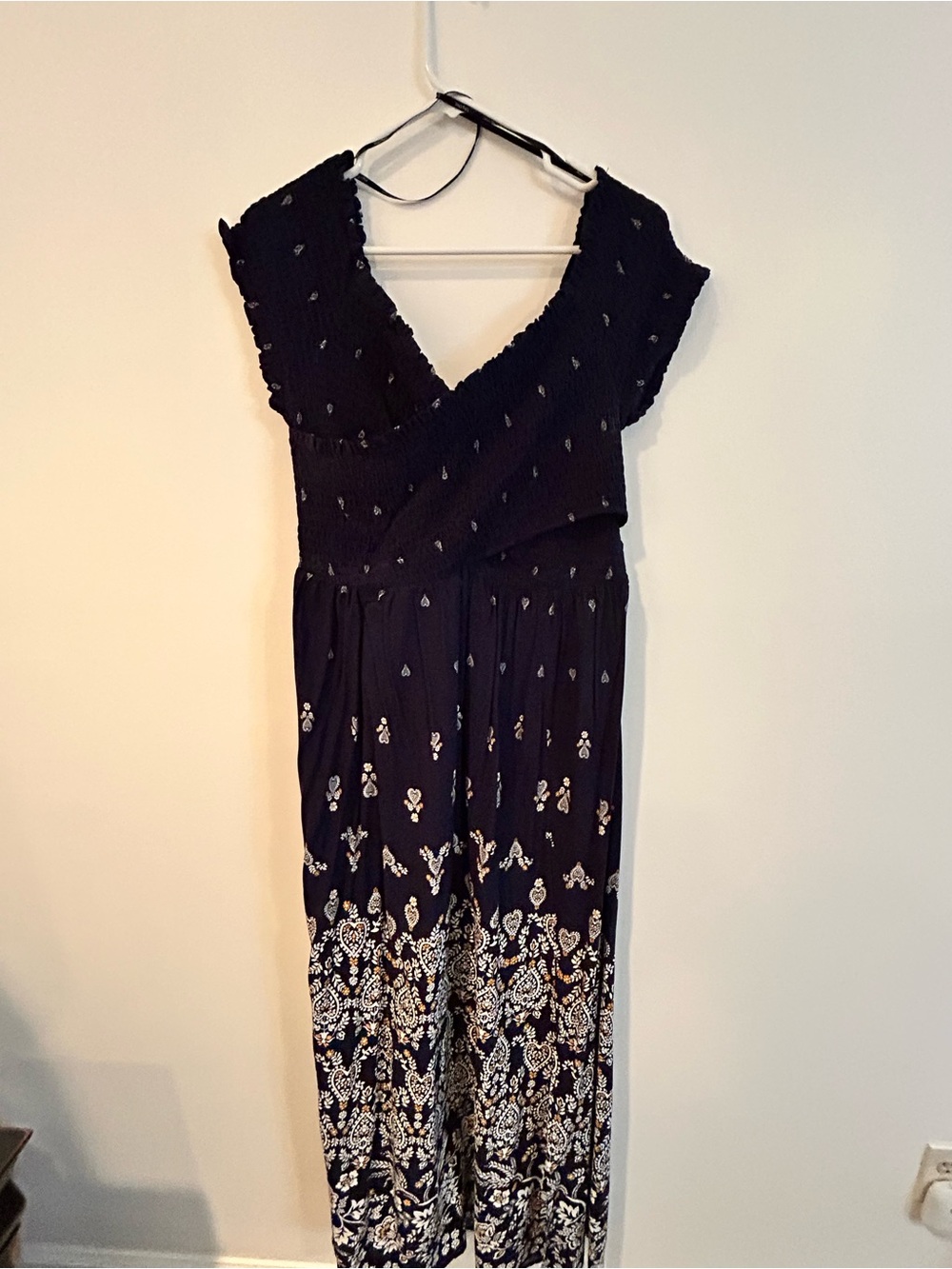 Women's Navy Blue Printed maxi dress
